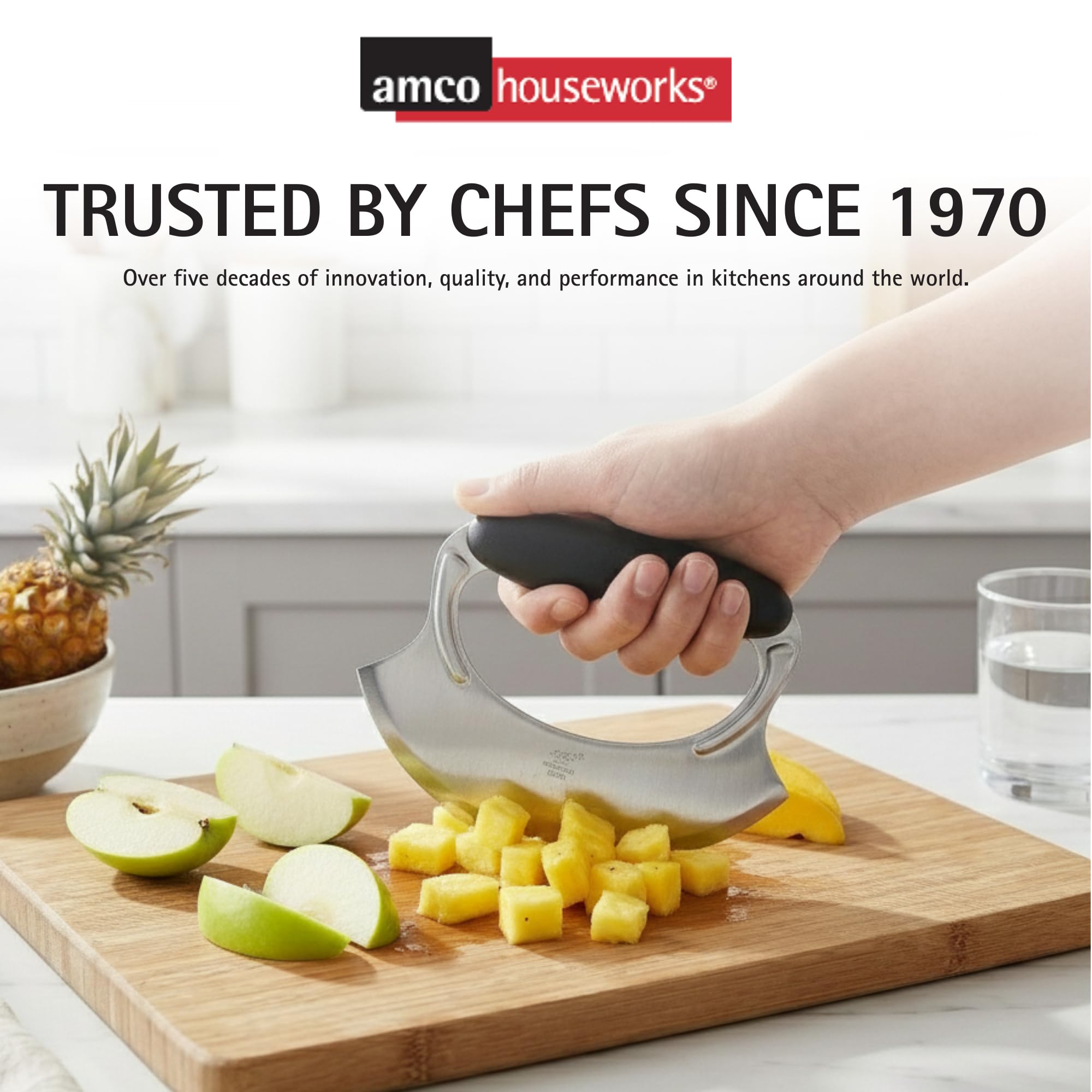 Amazon.com: Amco Mezzaluna Herb Chopper with Silicone Handle